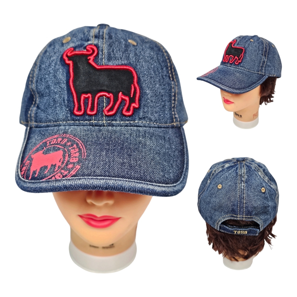 Vintage Toro Bull Embroidery Denim Jean Adult Strapback Hat‎ Adjustable Cap Blue